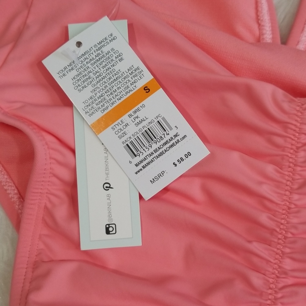 The Bikini Lab pink one piece bathing suit.  S - Picture 6 of 8